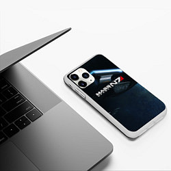 Чехол iPhone 11 Pro матовый Mass Effect N7, цвет: 3D-белый — фото 2