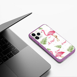 Чехол iPhone 11 Pro матовый Lil Peep: Pink Flamingo, цвет: 3D-фиолетовый — фото 2