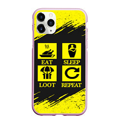 Чехол iPhone 11 Pro матовый PUBG: Eat, Sleep, Loot, Repeat, цвет: 3D-розовый