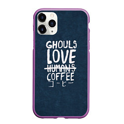 Чехол iPhone 11 Pro матовый Ghouls Love Coffee, цвет: 3D-фиолетовый