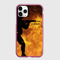Чехол iPhone 11 Pro матовый CS:GO Dark Fire, цвет: 3D-малиновый