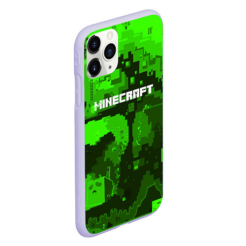 Чехол iPhone 11 Pro матовый Minecraft: Green World / 3D-Светло-сиреневый – фото 2