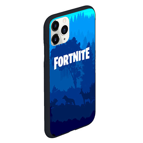 Чехол iPhone 11 Pro матовый Fortnite: Blue Forest / 3D-Черный – фото 2