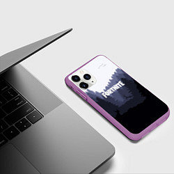 Чехол iPhone 11 Pro матовый Fortnite: Dark Forest, цвет: 3D-фиолетовый — фото 2