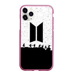 Чехол iPhone 11 Pro матовый BTS: Black Stars, цвет: 3D-малиновый