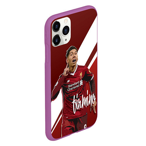 Чехол iPhone 11 Pro матовый Roberto Firmino / 3D-Фиолетовый – фото 2