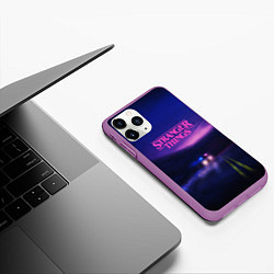 Чехол iPhone 11 Pro матовый Stranger Things: Neon Road, цвет: 3D-фиолетовый — фото 2