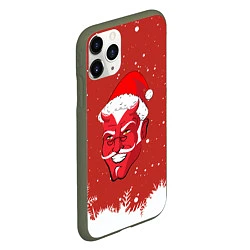 Чехол iPhone 11 Pro матовый Сатана Санта, цвет: 3D-темно-зеленый — фото 2