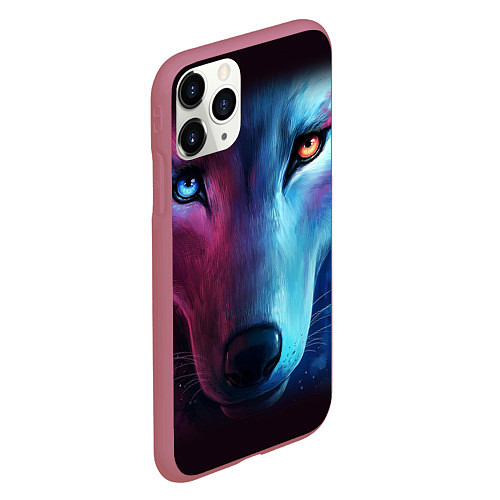 Чехол iPhone 11 Pro матовый Волчий взгляд / 3D-Малиновый – фото 2