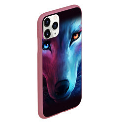 Чехол iPhone 11 Pro матовый Волчий взгляд, цвет: 3D-малиновый — фото 2
