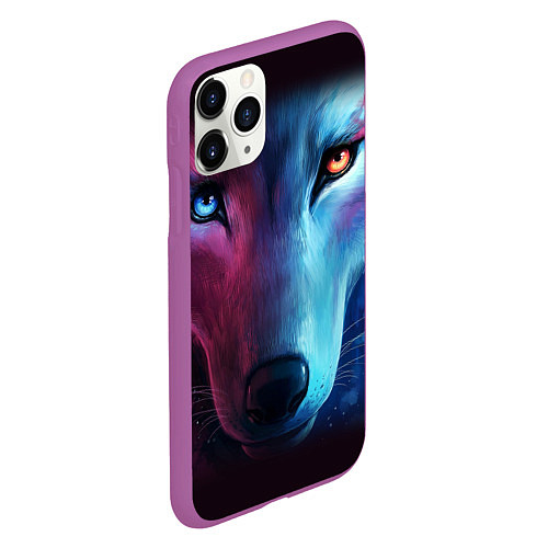 Чехол iPhone 11 Pro матовый Волчий взгляд / 3D-Фиолетовый – фото 2