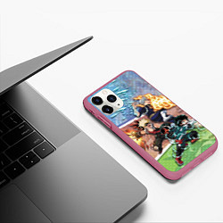 Чехол iPhone 11 Pro матовый Геройская Академия, цвет: 3D-малиновый — фото 2