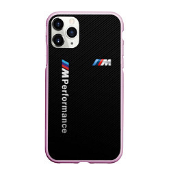 Чехол iPhone 11 Pro матовый BMW M PERFORMANCE CARBON КАРБОН, цвет: 3D-розовый