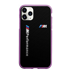 Чехол iPhone 11 Pro матовый BMW M PERFORMANCE CARBON КАРБОН, цвет: 3D-фиолетовый