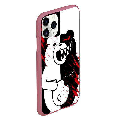 Чехол iPhone 11 Pro матовый MONOKUMA / 3D-Малиновый – фото 2