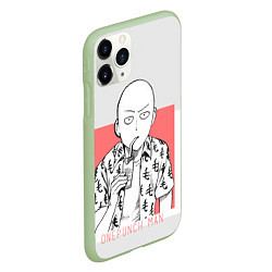 Чехол iPhone 11 Pro матовый Saitama: One-Punch Man, цвет: 3D-салатовый — фото 2