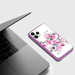 Чехол iPhone 11 Pro матовый Розовые розы, цвет: 3D-фиолетовый — фото 2