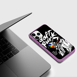 Чехол iPhone 11 Pro матовый Daft Punk: Our work is never over, цвет: 3D-фиолетовый — фото 2