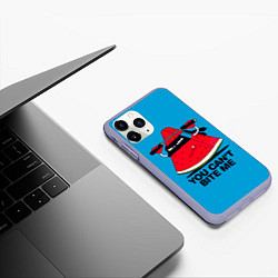 Чехол iPhone 11 Pro матовый Ты не можешь меня укусить - арбуз ниндзя, цвет: 3D-светло-сиреневый — фото 2