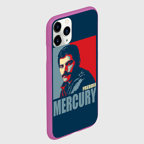 Чехол iPhone 11 Pro матовый Queen: Freddie Mercury / 3D-Фиолетовый – фото 2