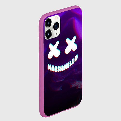 Чехол iPhone 11 Pro матовый Marshmello: Violet Glitch / 3D-Фиолетовый – фото 2