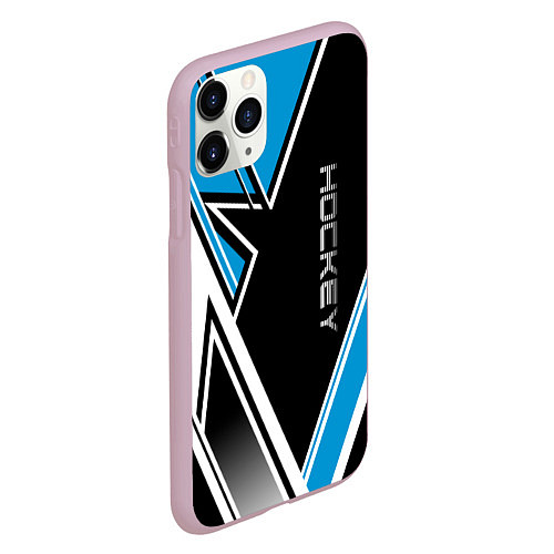 Чехол iPhone 11 Pro матовый Hockey black blue white / 3D-Розовый – фото 2