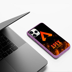 Чехол iPhone 11 Pro матовый Apex Legends: Orange Flame, цвет: 3D-фиолетовый — фото 2