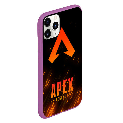 Чехол iPhone 11 Pro матовый Apex Legends: Orange Flame / 3D-Фиолетовый – фото 2