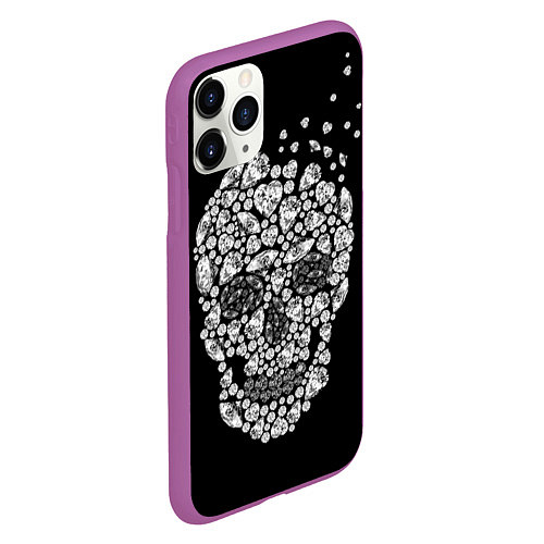 Чехол iPhone 11 Pro матовый Diamond Skull / 3D-Фиолетовый – фото 2