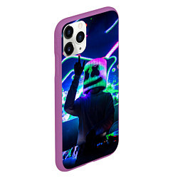 Чехол iPhone 11 Pro матовый Marshmello: Neon DJ, цвет: 3D-фиолетовый — фото 2