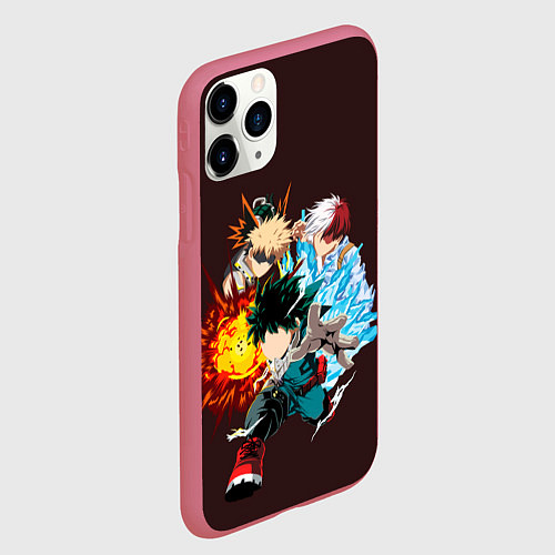 Чехол iPhone 11 Pro матовый Моя Геройская Академия / 3D-Малиновый – фото 2