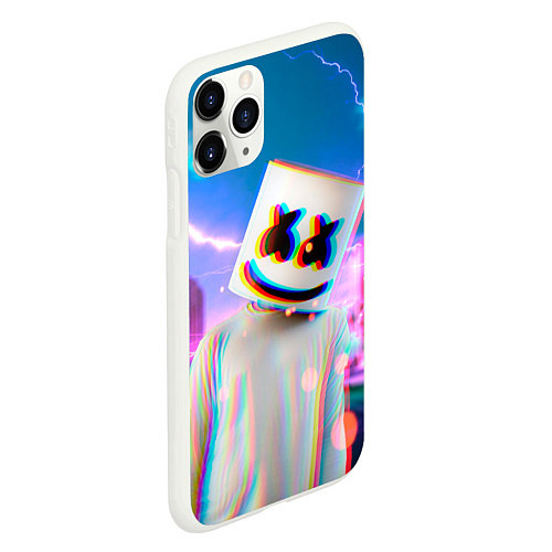 Чехол iPhone 11 Pro матовый Marshmello: Glitch Effect / 3D-Белый – фото 2