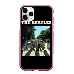 Чехол iPhone 11 Pro матовый The Beatles: Abbey Road, цвет: 3D-малиновый