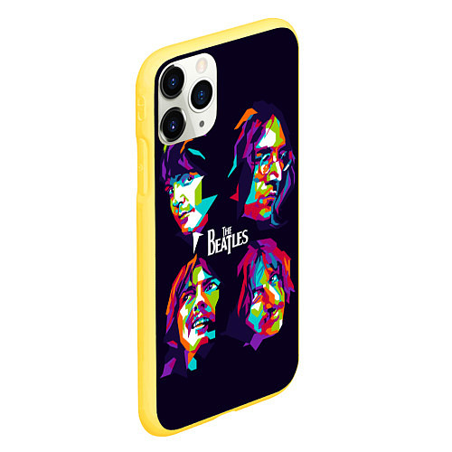 Чехол iPhone 11 Pro матовый The Beatles: Art Faces / 3D-Желтый – фото 2