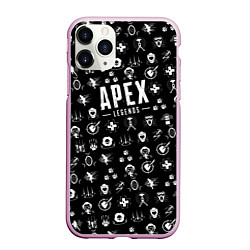 Чехол iPhone 11 Pro матовый Apex Legends: Black Pattern, цвет: 3D-розовый