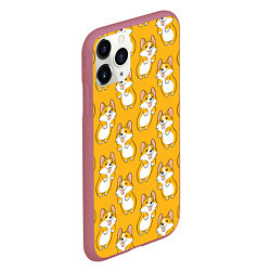 Чехол iPhone 11 Pro матовый Корги паттерн, цвет: 3D-малиновый — фото 2