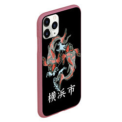 Чехол iPhone 11 Pro матовый Иокогама, цвет: 3D-малиновый — фото 2