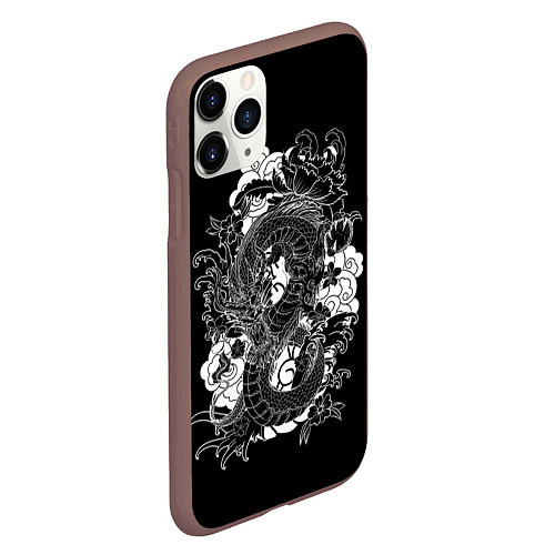 Чехол iPhone 11 Pro матовый Японский дракон / 3D-Коричневый – фото 2