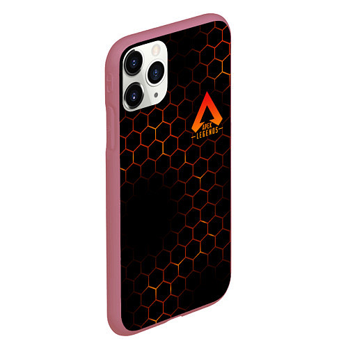 Чехол iPhone 11 Pro матовый Apex Legends: Orange Carbon / 3D-Малиновый – фото 2