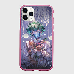 Чехол iPhone 11 Pro матовый My Hero Academia в кустах, цвет: 3D-малиновый