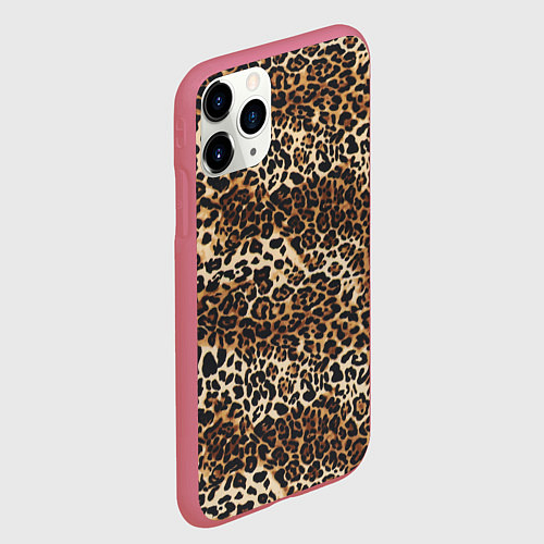 Чехол iPhone 11 Pro матовый Шкура леопарда / 3D-Малиновый – фото 2