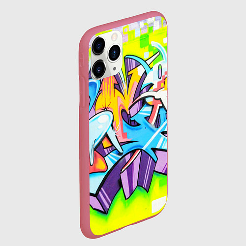 Чехол iPhone 11 Pro матовый Неоновая кислота / 3D-Малиновый – фото 2
