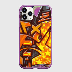Чехол iPhone 11 Pro матовый Orange Graffiti, цвет: 3D-фиолетовый