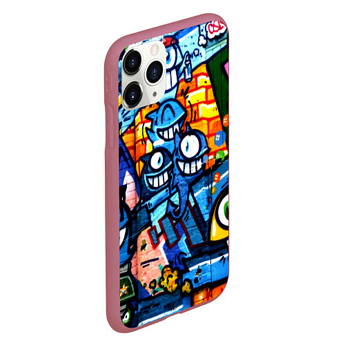 Чехол iPhone 11 Pro матовый Graffiti Exclusive / 3D-Малиновый – фото 2