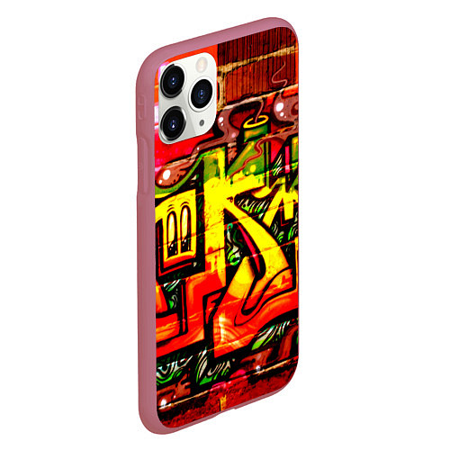 Чехол iPhone 11 Pro матовый Red Graffiti / 3D-Малиновый – фото 2