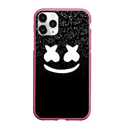 Чехол iPhone 11 Pro матовый Marshmello Black, цвет: 3D-малиновый