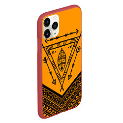 Чехол iPhone 11 Pro матовый Native American: Yellow Style, цвет: 3D-красный — фото 2