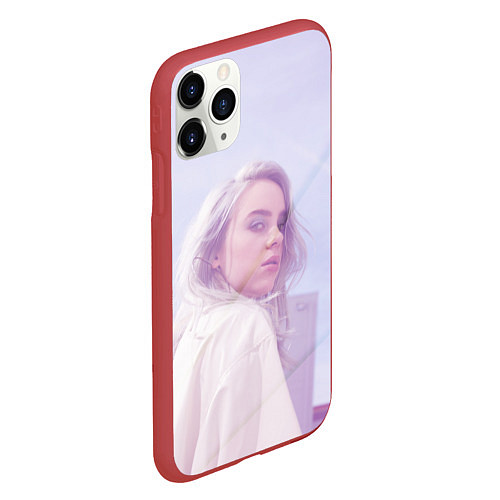 Чехол iPhone 11 Pro матовый Billie Eilish: Light Pink / 3D-Красный – фото 2