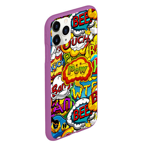 Чехол iPhone 11 Pro матовый Звуки комиксов / 3D-Фиолетовый – фото 2
