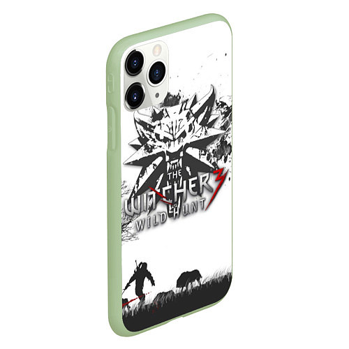Чехол iPhone 11 Pro матовый The Witcher 3: Wild Hunt / 3D-Салатовый – фото 2